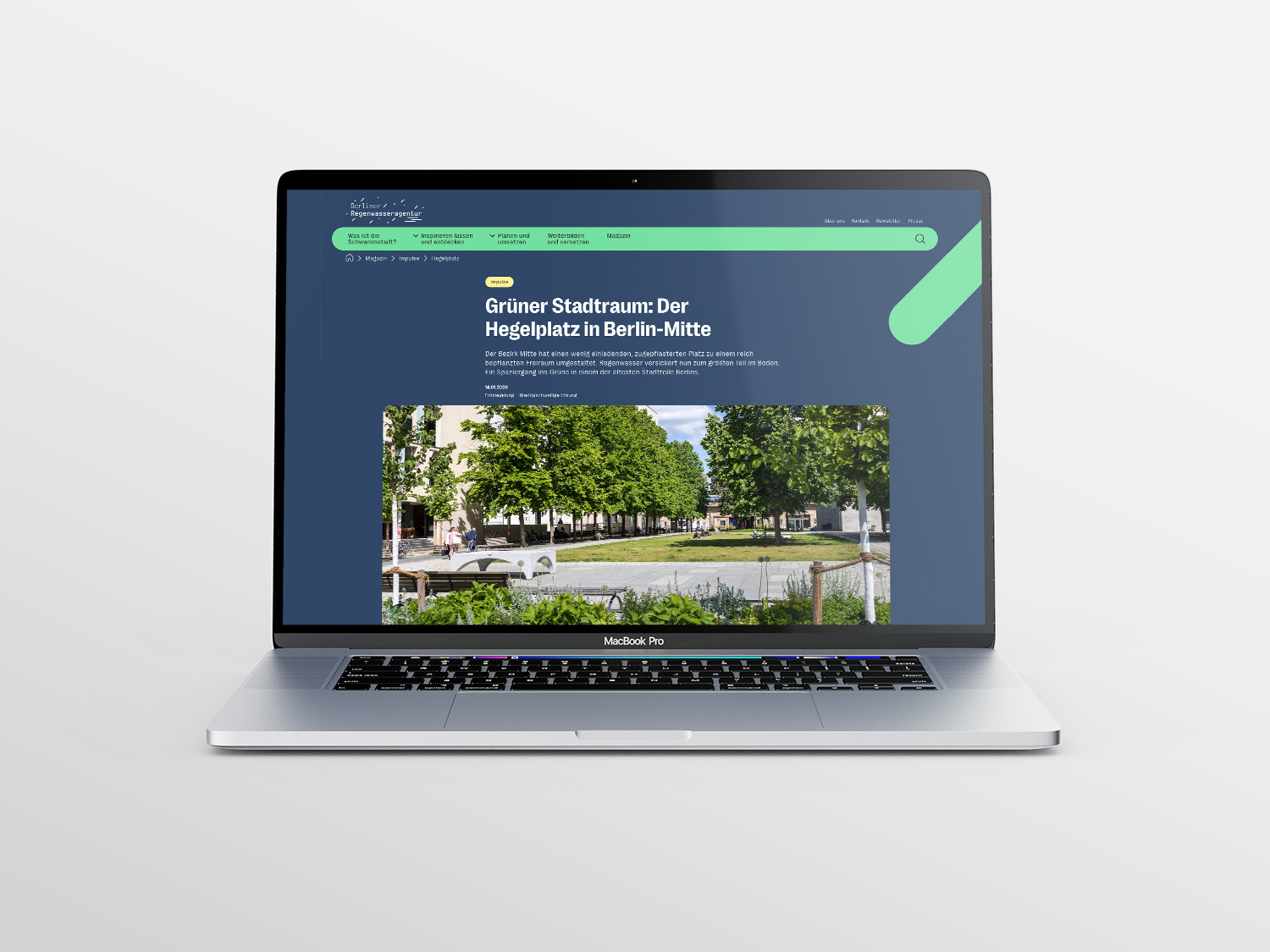 Webseite Regenwasseragentur: Grüner Stadtraum Hegelplatz in Berlin Mitte